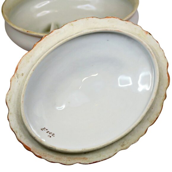 Vintage Luster-Style Covered Vanity Dishes – Rosebud Motif, Hand-Numbered Pair - Picture 7 of 13